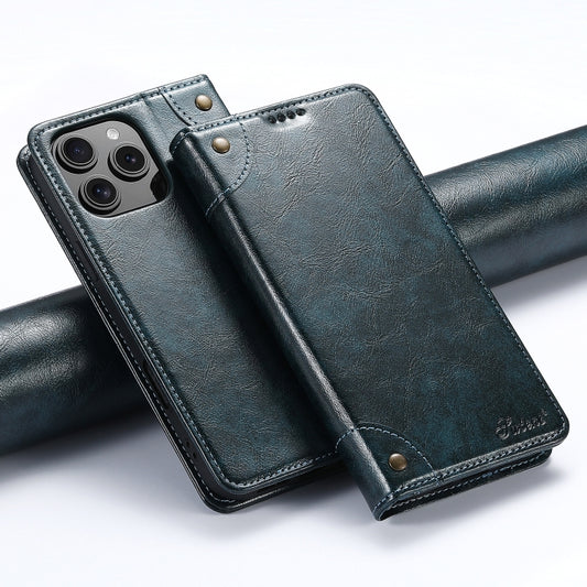 For iPhone 16 Pro Suteni Baroque Calf Texture Buckle Wallet Leather Phone Case(Blue) - iPhone 16 Pro Cases by Suteni | Online Shopping South Africa | PMC Jewellery | Buy Now Pay Later Mobicred