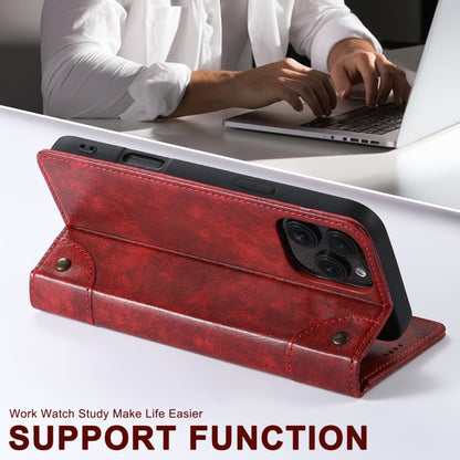 For iPhone 16 Pro Max Suteni Baroque Calf Texture Buckle Wallet Leather Phone Case(Red) - iPhone 16 Pro Max Cases by Suteni | Online Shopping South Africa | PMC Jewellery | Buy Now Pay Later Mobicred