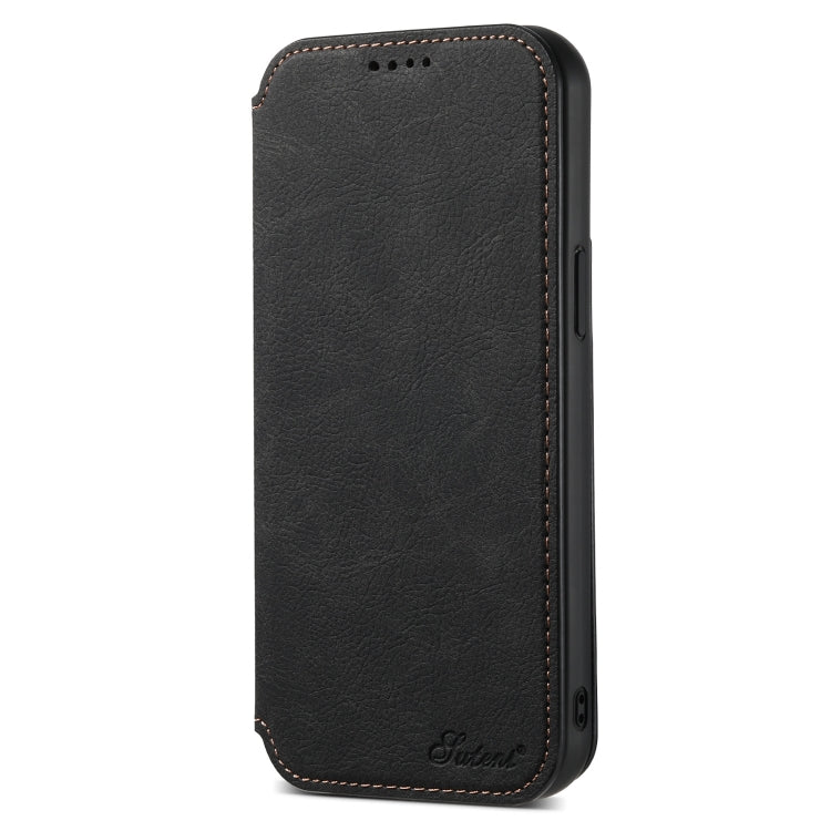 For iPhone 15 Plus Suteni J06 Retro Matte Litchi Texture Leather MagSafe Phone Case(Black) - iPhone 15 Plus Cases by Suteni | Online Shopping South Africa | PMC Jewellery | Buy Now Pay Later Mobicred