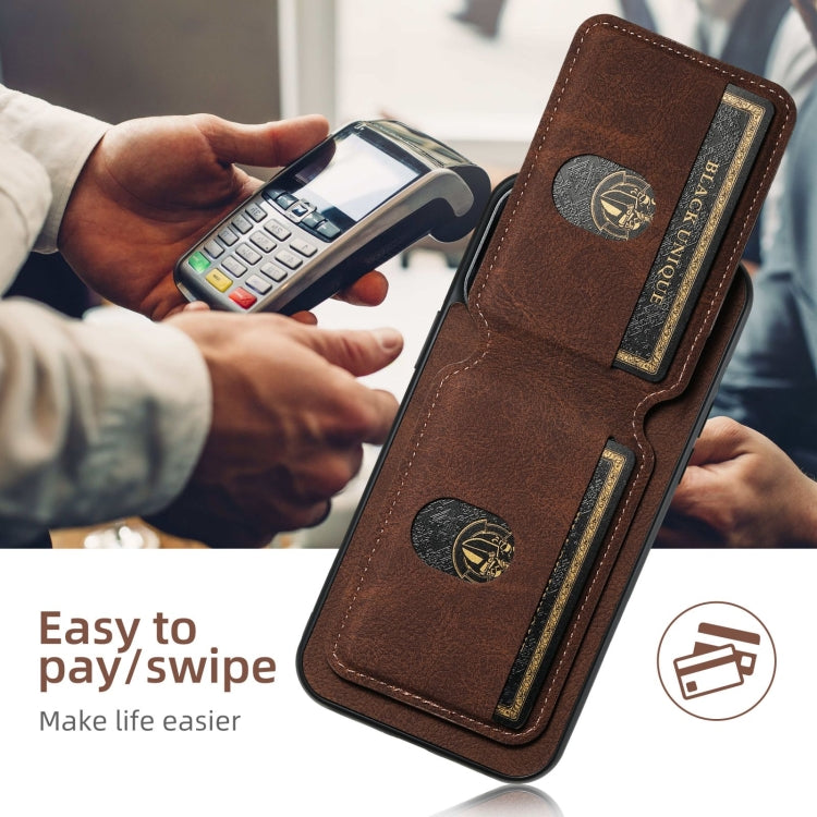 For iPhone 16 Pro Suteni H02 Litchi Leather Card Wallet Stand Back Phone Case(Brown) - iPhone 16 Pro Cases by Suteni | Online Shopping South Africa | PMC Jewellery | Buy Now Pay Later Mobicred