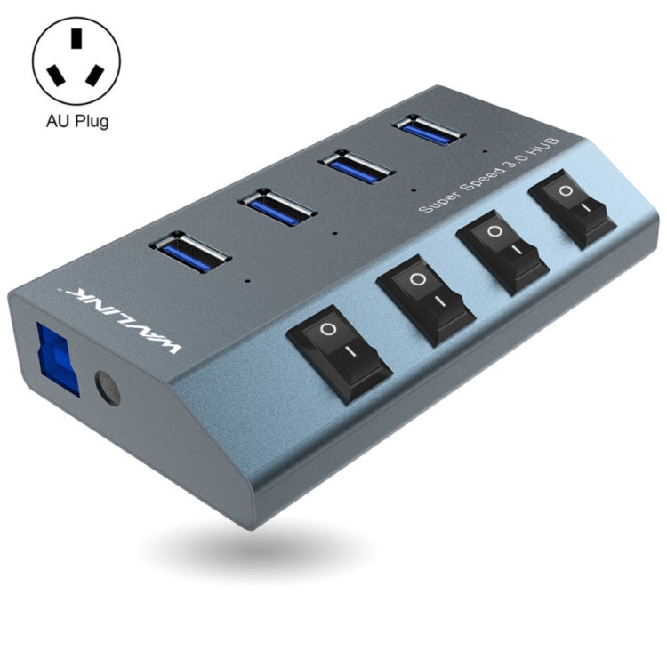 WAVLINK WL-UH3049 USB 3.0 4-Ports Desktop Fast Charger Station with Independent Switch(AU Plug) - USB 3.0 HUB by WAVLINK | Online Shopping South Africa | PMC Jewellery | Buy Now Pay Later Mobicred