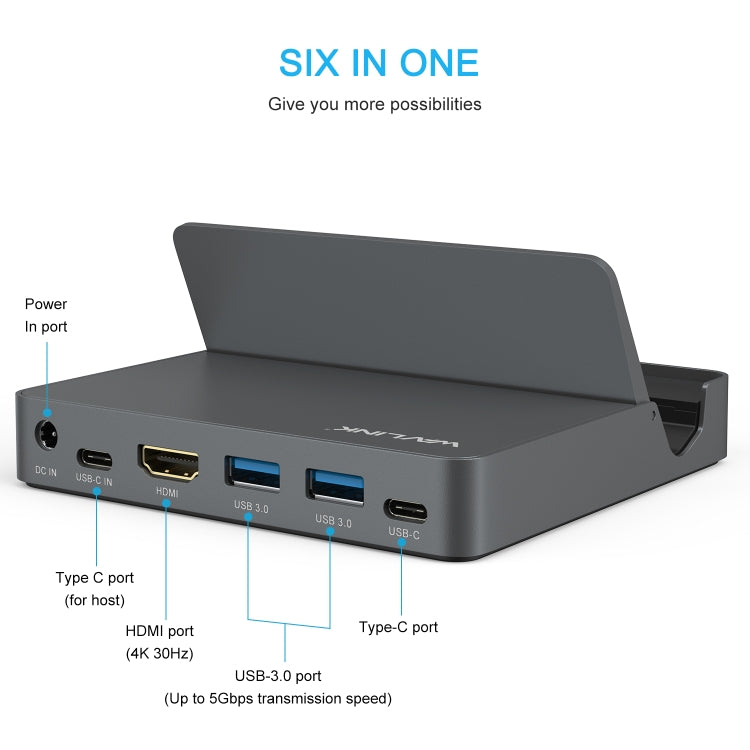 WAVLINK WL-UHP3D01 Portable Type-C Cell Phone Docking Station Multi-Port USB HUB Adapter(EU Plug) - free shipping - PMC Jewellery - Order now!