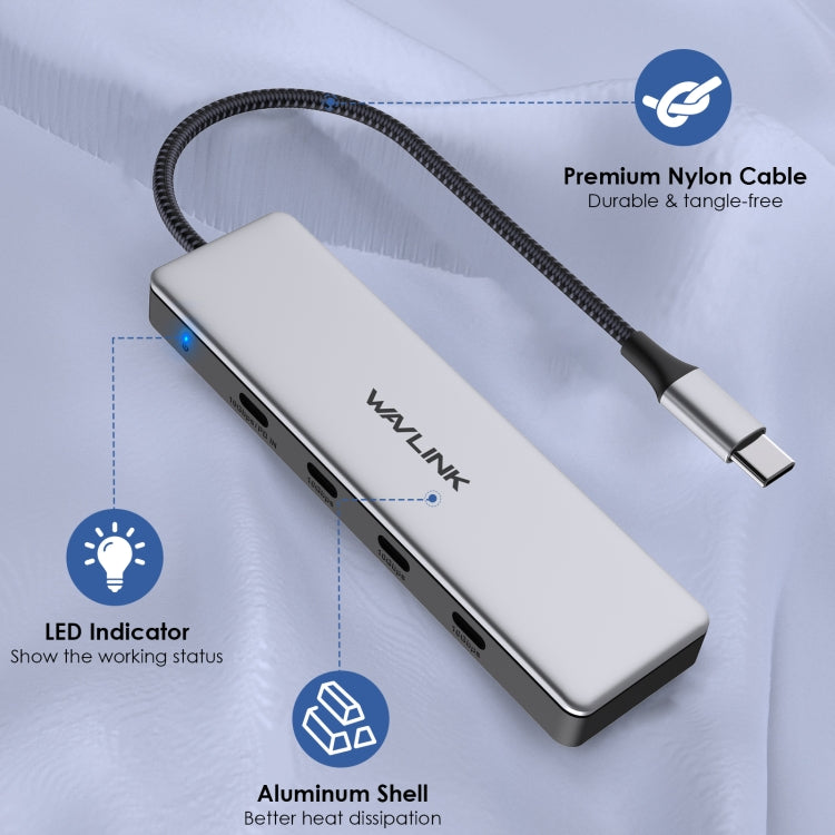 WAVLINK WL-UHP3411 10G Data Transfer Hub 4-in-1 Type-C to 4 USB-C 3.2 Gen2 Ports Adapter - USB HUB by WAVLINK | Online Shopping South Africa | PMC Jewellery | Buy Now Pay Later Mobicred