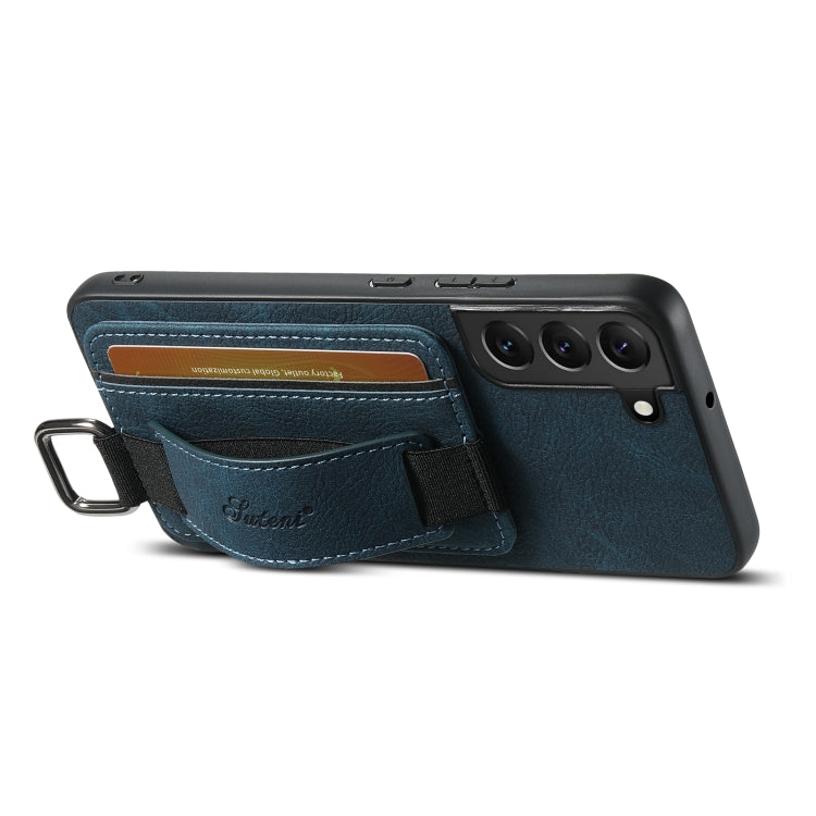 For Samsung Galaxy S24+ 5G Suteni H13 Litchi Leather Wrist Strap Wallet Back Phone Case(Blue) - Galaxy S24+ 5G Cases by Suteni | Online Shopping South Africa | PMC Jewellery | Buy Now Pay Later Mobicred