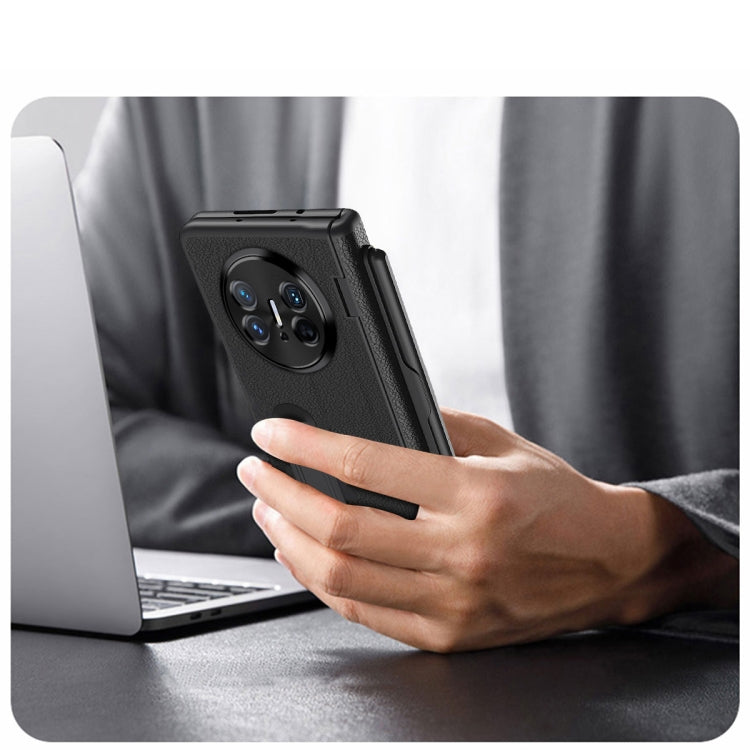 For Huawei  Mate X5 Integrated Film Plain Leather Phone Case with Pen(Green) - Huawei Cases by PMC TechLife | Online Shopping South Africa | PMC TechLife | Buy Now Pay Later Mobicred