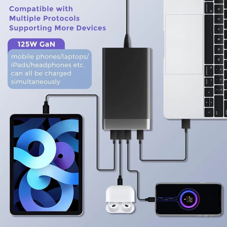 GAN 125W PD65W Dual Type-C + QC3.0 USB Multi Compatible Notebook Adapter US Plug - Cable & Adapter by PMC Jewellery | Online Shopping South Africa | PMC Jewellery | Buy Now Pay Later Mobicred