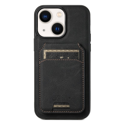 For iPhone 14 Plus Suteni H17 Litchi Texture Leather MagSafe Detachable Wallet Phone Case(Black) - iPhone 14 Plus Cases by Suteni | Online Shopping South Africa | PMC Jewellery | Buy Now Pay Later Mobicred