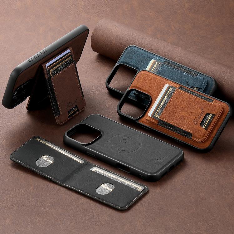 For iPhone 15 Pro Max Suteni H17 Litchi Texture Leather MagSafe Detachable Wallet Phone Case(Brown) - free shipping - PMC Jewellery - Order now!