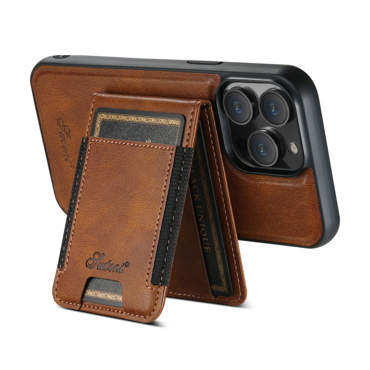 For iPhone 12 Pro Suteni H17 Oil Eax Leather MagSafe Detachable Wallet Phone Case(Brown) - iPhone 12 / 12 Pro Cases by Suteni | Online Shopping South Africa | PMC Jewellery | Buy Now Pay Later Mobicred