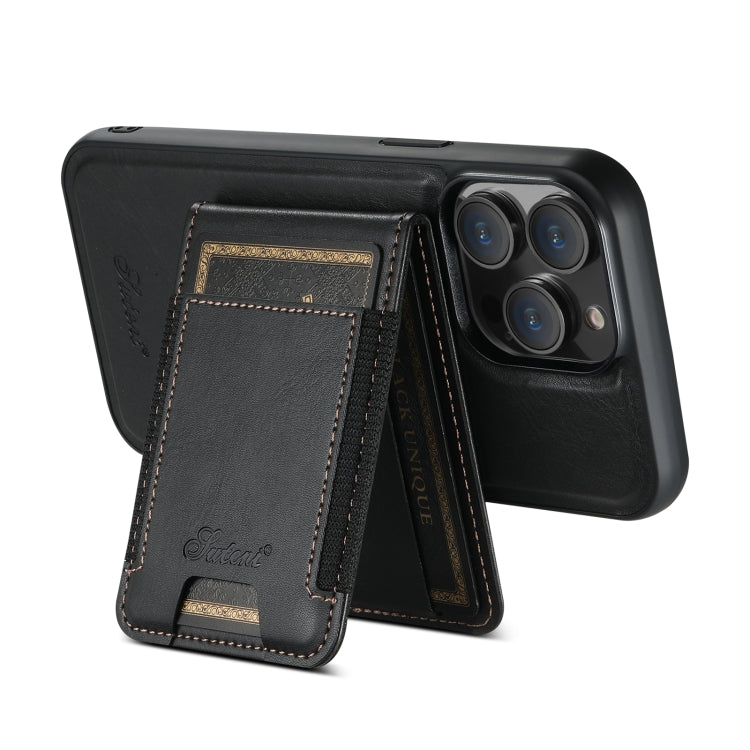 For iPhone 13 Pro Max Suteni H17 Oil Eax Leather MagSafe Detachable Wallet Phone Case(Black) - iPhone 13 Pro Max Cases by Suteni | Online Shopping South Africa | PMC Jewellery | Buy Now Pay Later Mobicred