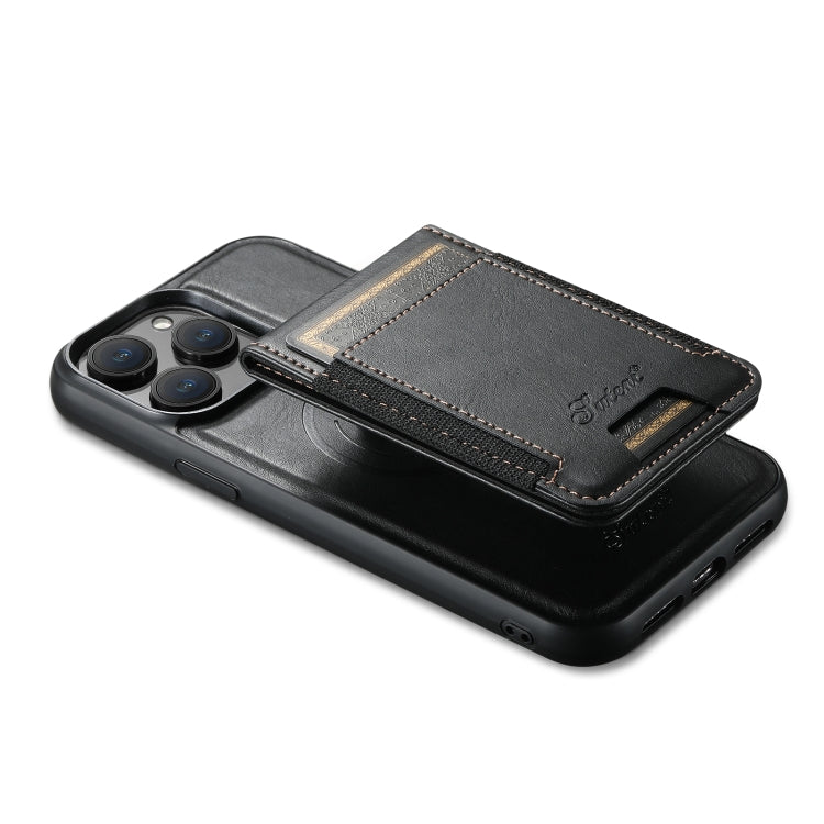 For iPhone 13 Pro Max Suteni H17 Oil Eax Leather MagSafe Detachable Wallet Phone Case(Black) - iPhone 13 Pro Max Cases by Suteni | Online Shopping South Africa | PMC Jewellery | Buy Now Pay Later Mobicred