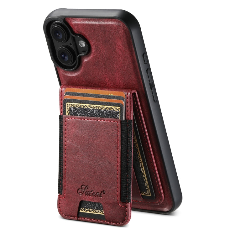 For iPhone 16 Suteni H17 Oil Eax Leather MagSafe Detachable Wallet Phone Case(Red) - iPhone 16 Cases by Suteni | Online Shopping South Africa | PMC Jewellery | Buy Now Pay Later Mobicred