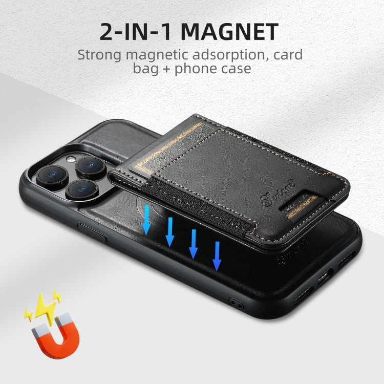 For iPhone 16 Pro Max Suteni H17 Oil Eax Leather MagSafe Detachable Wallet Phone Case(Black) - iPhone 16 Pro Max Cases by Suteni | Online Shopping South Africa | PMC Jewellery | Buy Now Pay Later Mobicred