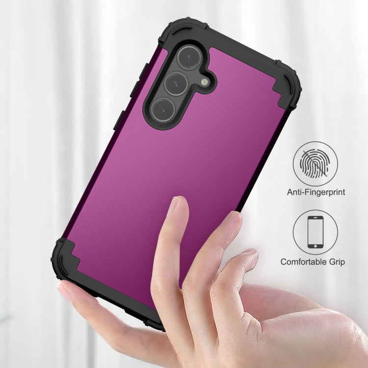 For Samsung Galaxy S24 5G 3 in 1 Silicone Hybrid PC Shockproof Phone Case(Dark Purple) - Galaxy S24 5G Cases by PMC Jewellery | Online Shopping South Africa | PMC Jewellery