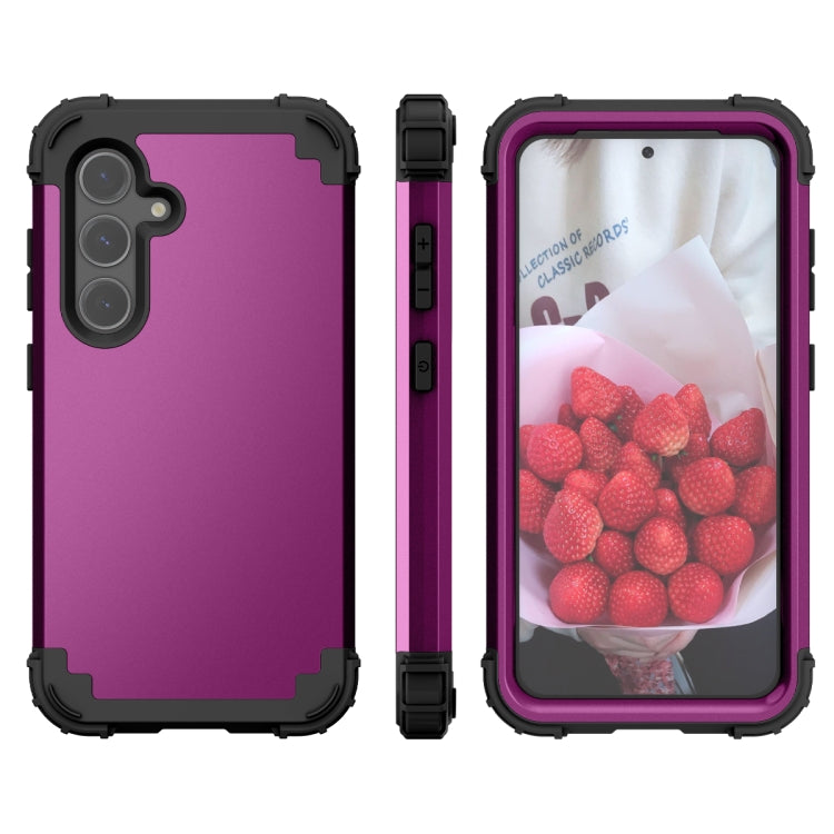 For Samsung Galaxy S24+ 5G 3 in 1 Silicone Hybrid PC Shockproof Phone Case(Dark Purple) - Galaxy S24+ 5G Cases by PMC Jewellery | Online Shopping South Africa | PMC Jewellery