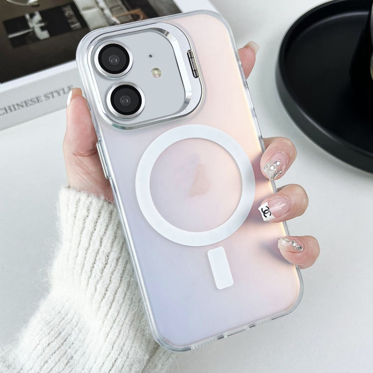 For iPhone 12 Lens Holder MagSafe PC Hybrid TPU Phone Case(White) - iPhone 12 / 12 Pro Cases by PMC TechLife | Online Shopping South Africa | PMC TechLife | Buy Now Pay Later Mobicred