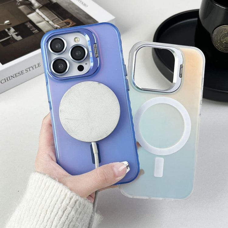 For iPhone 15 MagSafe Lens Holder PC Hybrid TPU Phone Case(White) - iPhone 15 Cases by PMC TechLife | Online Shopping South Africa | PMC TechLife