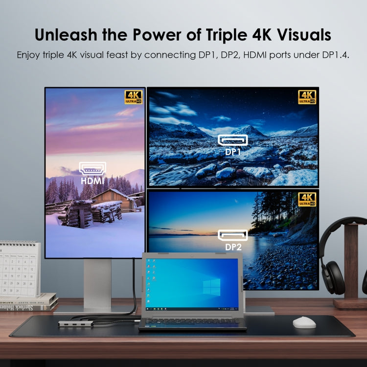 WAVLINK WL-UMD305 7 in 1 4K DP / HDMI Quard Display USB-C Hub Dock Multi-port Adapter - free shipping - PMC Jewellery - Order now!