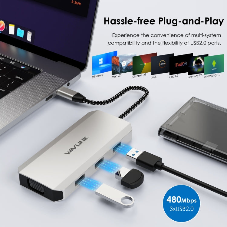 WAVLINK WL-UMD305 7 in 1 4K DP / HDMI Quard Display USB-C Hub Dock Multi-port Adapter - free shipping - PMC Jewellery - Order now!