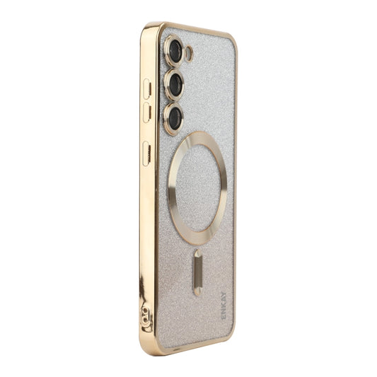 For Samsung Galaxy S24+ 5G ENKAY Hat-Prince Magnetic Glitter Plated TPU Phone Case with Lens Film(Golden) - Galaxy S24+ 5G Cases by ENKAY | Online Shopping South Africa | PMC Jewellery | Buy Now Pay Later Mobicred