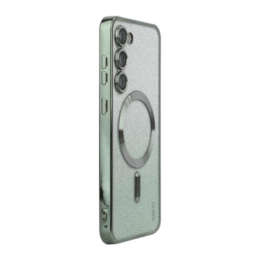 For Samsung Galaxy S25 5G ENKAY Hat-Prince Magnetic Glitter Plated TPU Phone Case with Lens Film(Green) - Galaxy S25 5G Cases by ENKAY | Online Shopping South Africa | PMC Jewellery | Buy Now Pay Later Mobicred