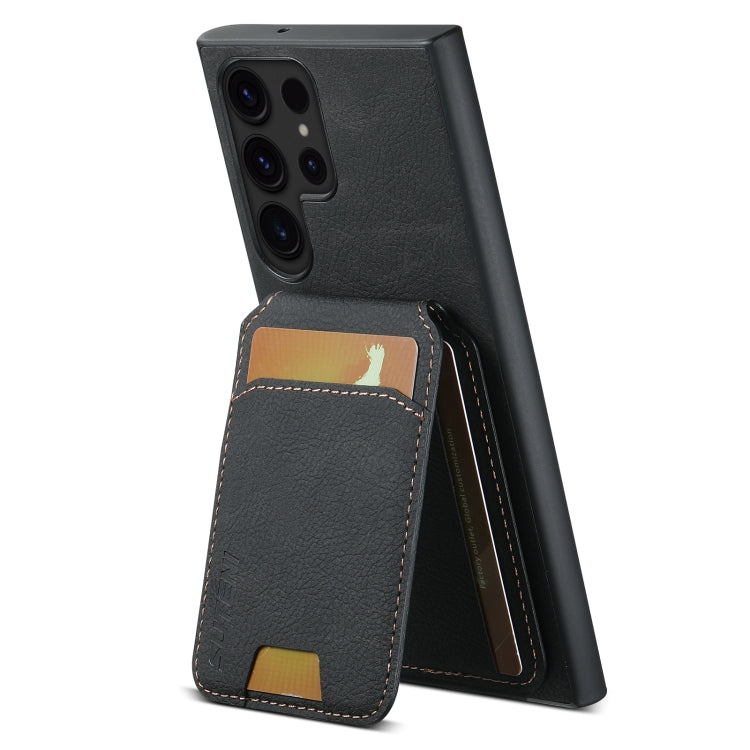 For Samsung Galaxy S24 Ultra 5G Suteni H02 Litchi Leather Card Wallet Stand Back Phone Case(Black) - Galaxy S24 Ultra 5G Cases by Suteni | Online Shopping South Africa | PMC Jewellery | Buy Now Pay Later Mobicred