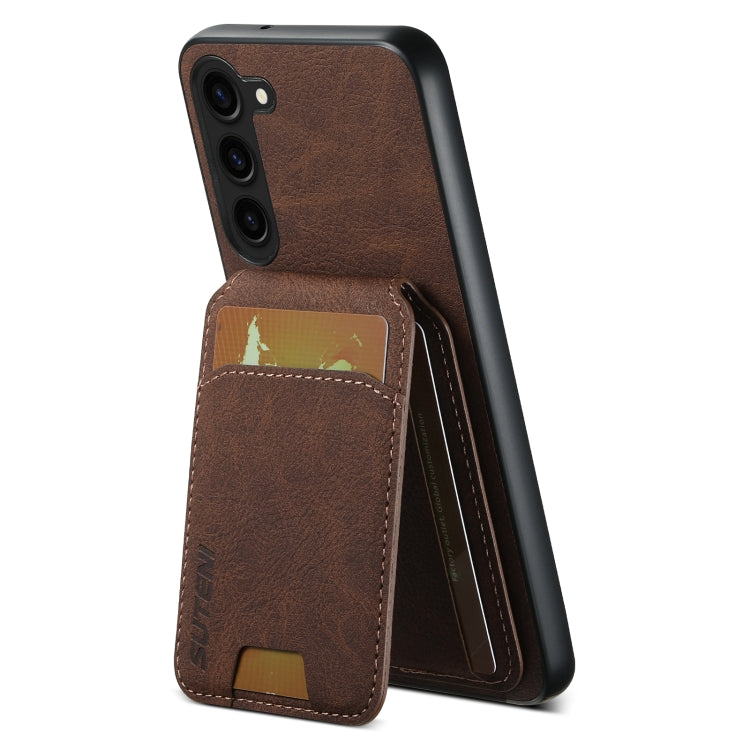 For Samsung Galaxy S24+ 5G Suteni H02 Litchi Leather Card Wallet Stand Back Phone Case(Brown) - Galaxy S24+ 5G Cases by Suteni | Online Shopping South Africa | PMC Jewellery | Buy Now Pay Later Mobicred