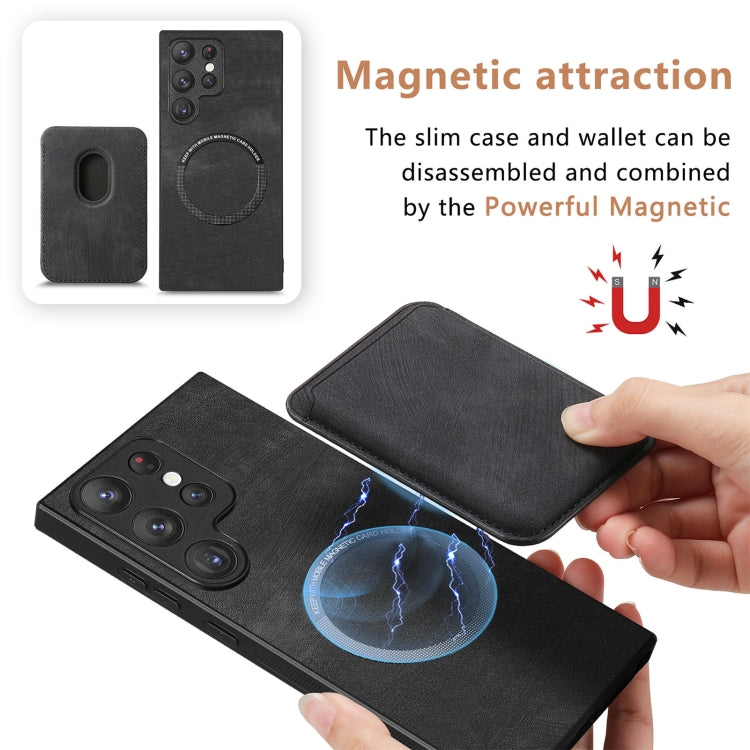 For Samsung Galaxy S22 Ultra 5G Retro Leather Card Bag Magnetic Phone Case(Black) - Galaxy S22 Ultra 5G Cases by PMC Jewellery | Online Shopping South Africa | PMC Jewellery