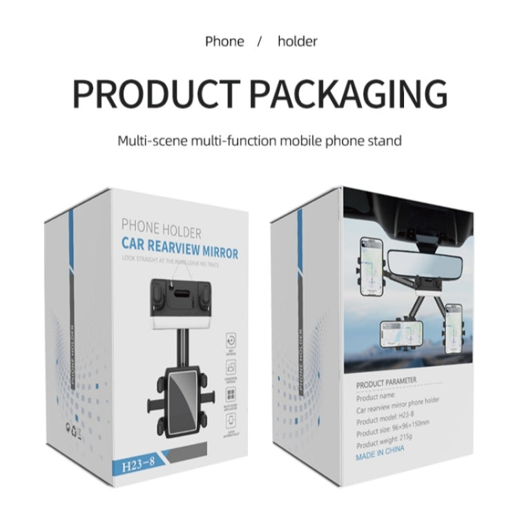 H23-8 New Multifunction Rearview Mirror Phone Holder Rotatable Retractable Phone Mount - Car Holders by PMC TechLife | Online Shopping South Africa | PMC TechLife | Buy Now Pay Later Mobicred