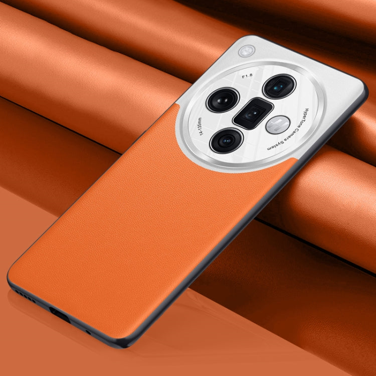 For OPPO  Find X7 Ultra Plain-leather All-inclusive Shockproof Phone Case(Orange) - OPPO Cases by PMC TechLife | Online Shopping South Africa | PMC TechLife | Buy Now Pay Later Mobicred