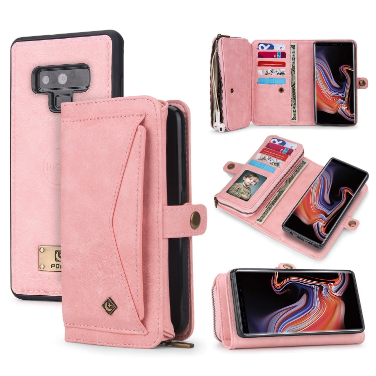 For Samsung Galaxy Note9 Multi-functional Zipper Wallet Leather Phone Case(Pink) - Galaxy Phone Cases by PMC TechLife | Online Shopping South Africa | PMC TechLife