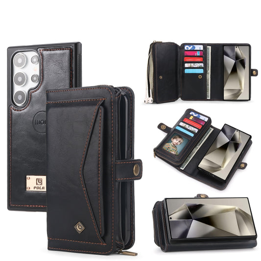 For Samsung Galaxy S24 Ultra 5G Multi-functional Zipper Wallet Leather Phone Case(Black) - Galaxy S24 Ultra 5G Cases by PMC Jewellery | Online Shopping South Africa | PMC Jewellery | Buy Now Pay Later Mobicred