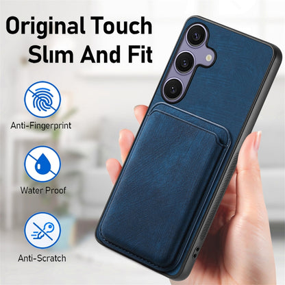 For Samsung Galaxy S25 5G Retro Leather Card Bag Magnetic Phone Case(Blue) - Galaxy S25 5G Cases by PMC Jewellery | Online Shopping South Africa | PMC Jewellery | Buy Now Pay Later Mobicred