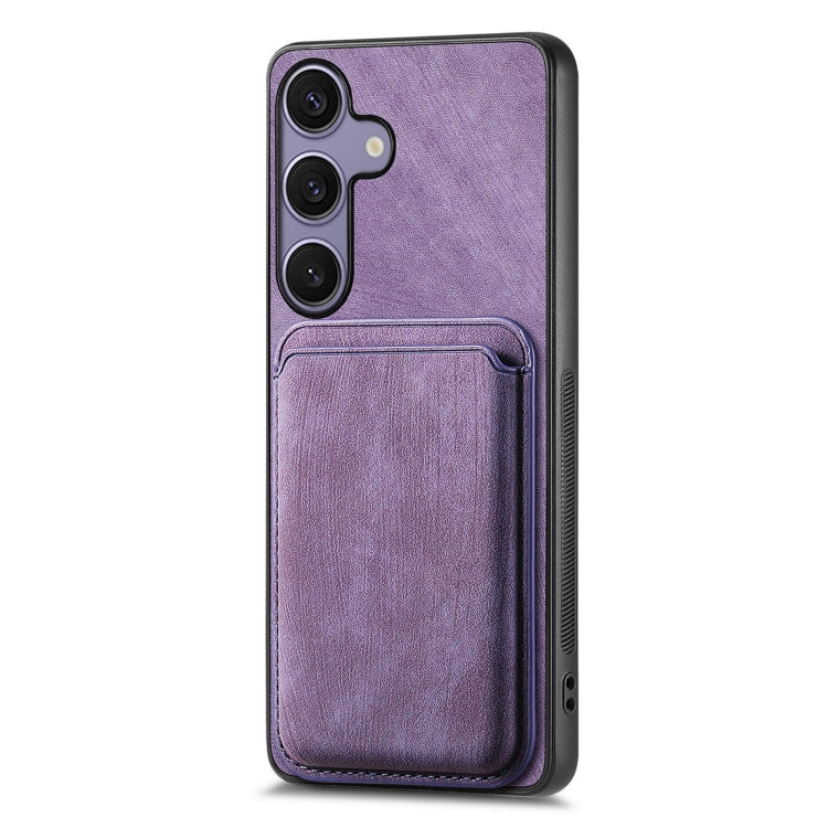 For Samsung Galaxy S25+ 5G Retro Leather Card Bag Magnetic Phone Case(Purple) - Galaxy S25+ 5G Cases by PMC Jewellery | Online Shopping South Africa | PMC Jewellery | Buy Now Pay Later Mobicred