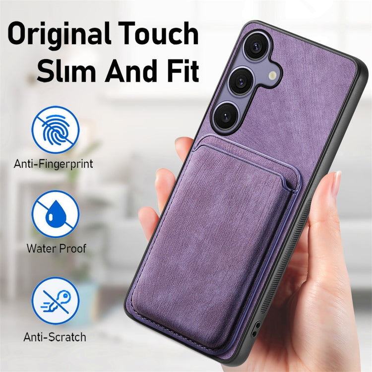 For Samsung Galaxy S25+ 5G Retro Leather Card Bag Magnetic Phone Case(Purple) - Galaxy S25+ 5G Cases by PMC Jewellery | Online Shopping South Africa | PMC Jewellery | Buy Now Pay Later Mobicred