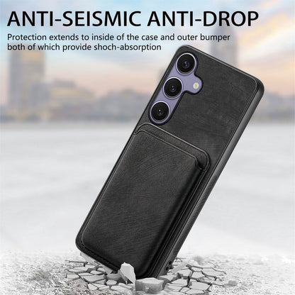 For Samsung Galaxy S25+ 5G Retro Leather Card Bag Magnetic Phone Case(Black) - Galaxy S25+ 5G Cases by PMC Jewellery | Online Shopping South Africa | PMC Jewellery | Buy Now Pay Later Mobicred