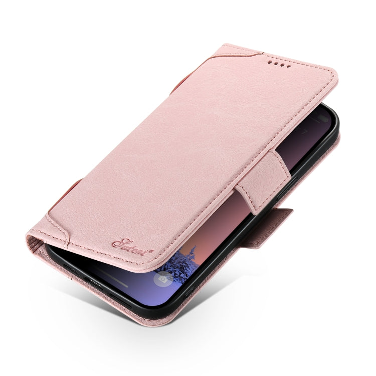 For iPhone 12 Pro Max SUTENI J07 Multifunctional Horizontal Flip Magsafe Leather Phone Case(Pink) - free shipping - PMC Jewellery - Order now!