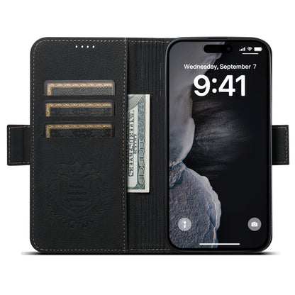 For iPhone 13 SUTENI J07 Multifunctional Horizontal Flip Magsafe Leather Phone Case(Black) - iPhone 13 Cases by Suteni | Online Shopping South Africa | PMC Jewellery | Buy Now Pay Later Mobicred