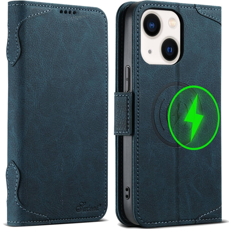 For iPhone 14 Plus SUTENI J07 Multifunctional Horizontal Flip Magsafe Leather Phone Case(Blue) - free shipping - PMC Jewellery - Order now!