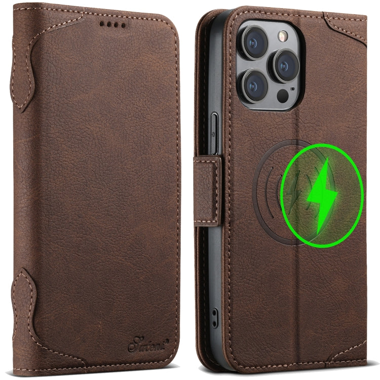 For iPhone 14 Pro Max SUTENI J07 Multifunctional Horizontal Flip Magsafe Leather Phone Case(Brown) - free shipping - PMC Jewellery - Order now!