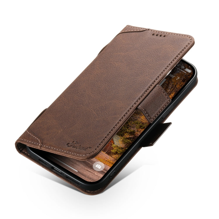 For iPhone 14 Pro Max SUTENI J07 Multifunctional Horizontal Flip Magsafe Leather Phone Case(Brown) - iPhone 14 Pro Max Cases by Suteni | Online Shopping South Africa | PMC Jewellery | Buy Now Pay Later Mobicred