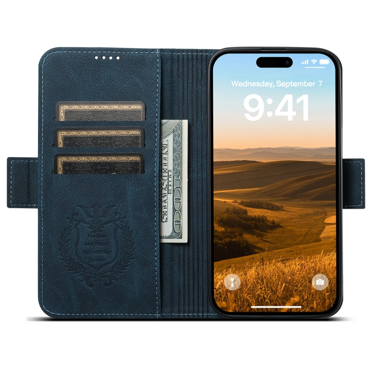 For iPhone 15 Pro SUTENI J07 Multifunctional Horizontal Flip Magsafe Leather Phone Case(Blue) - iPhone 15 Pro Cases by Suteni | Online Shopping South Africa | PMC Jewellery | Buy Now Pay Later Mobicred