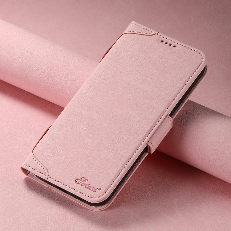 For iPhone 15 Pro SUTENI J07 Multifunctional Horizontal Flip Magsafe Leather Phone Case(Pink) - free shipping - PMC Jewellery - Order now!