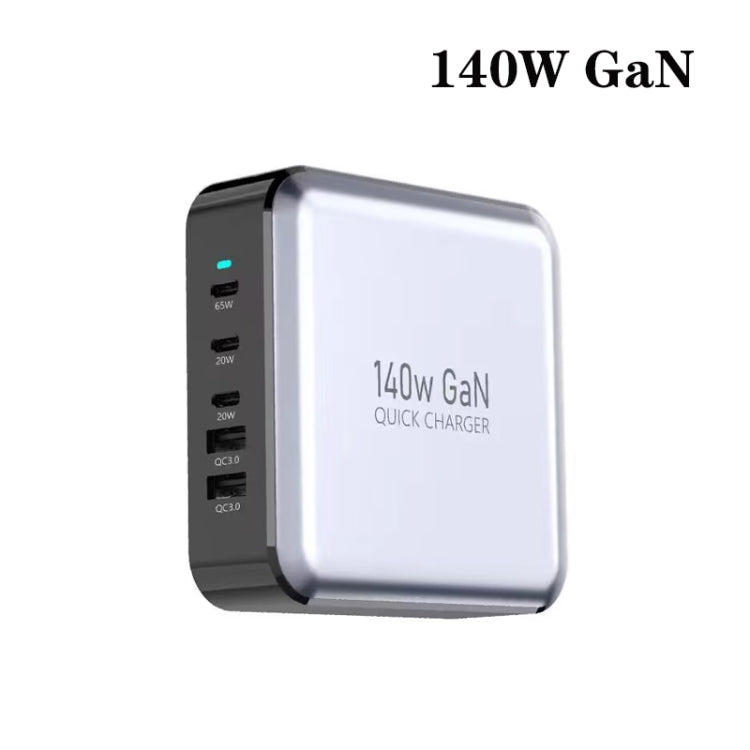 GAN 140W PD65W / PD20W / QC3.0 USB Five Port Laptop Adapter, Plug:EU Plug - Universal Power Adapter by PMC Jewellery | Online Shopping South Africa | PMC Jewellery | Buy Now Pay Later Mobicred