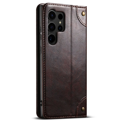 For Samsug Galaxy S24 Ultra 5G Suteni Baroque Calf Texture Buckle Wallet Leather Phone Case(Brown) - Galaxy S24 Ultra 5G Cases by Suteni | Online Shopping South Africa | PMC Jewellery | Buy Now Pay Later Mobicred