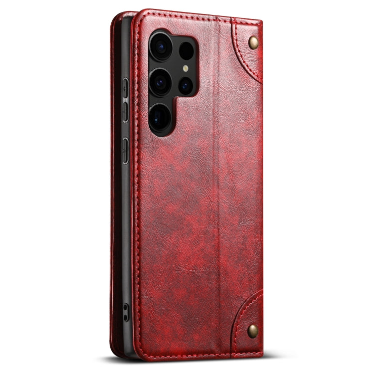 For Samsug Galaxy S24 Ultra 5G Suteni Baroque Calf Texture Buckle Wallet Leather Phone Case(Red) - Galaxy S24 Ultra 5G Cases by Suteni | Online Shopping South Africa | PMC Jewellery | Buy Now Pay Later Mobicred