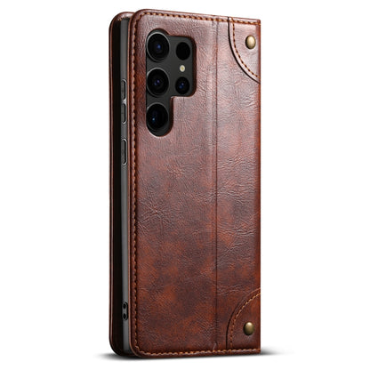 For Samsug Galaxy S24 Ultra 5G Suteni Baroque Calf Texture Buckle Wallet Leather Phone Case(Khaki) - Galaxy S24 Ultra 5G Cases by Suteni | Online Shopping South Africa | PMC Jewellery | Buy Now Pay Later Mobicred