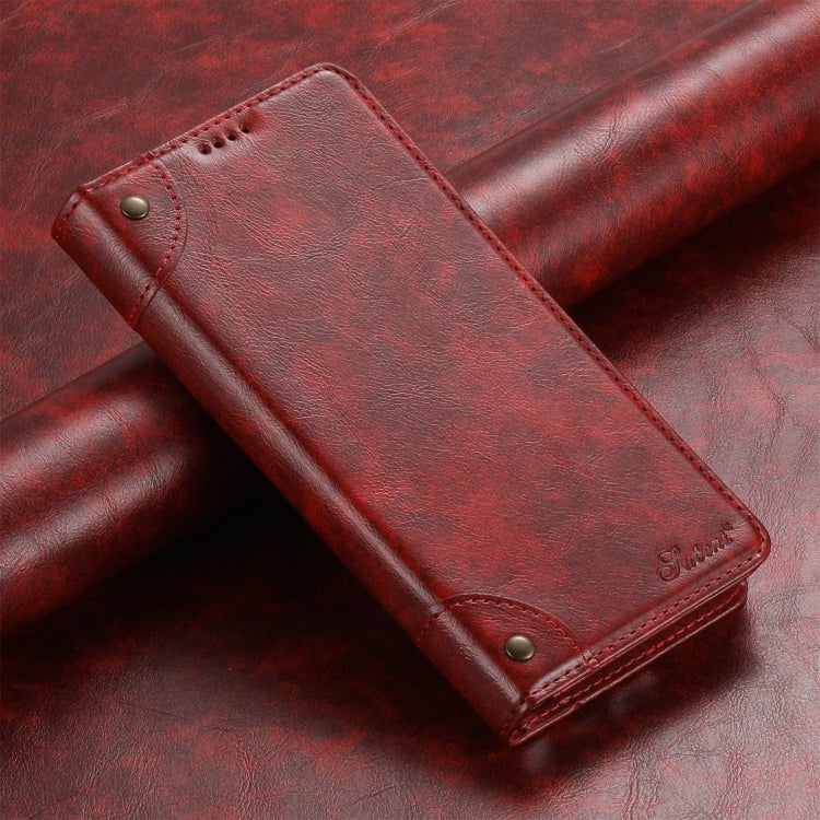 For Samsung Galaxy S24 5G Suteni Baroque Calf Texture Buckle Wallet Leather Phone Case(Red) - Galaxy S24 5G Cases by Suteni | Online Shopping South Africa | PMC Jewellery | Buy Now Pay Later Mobicred