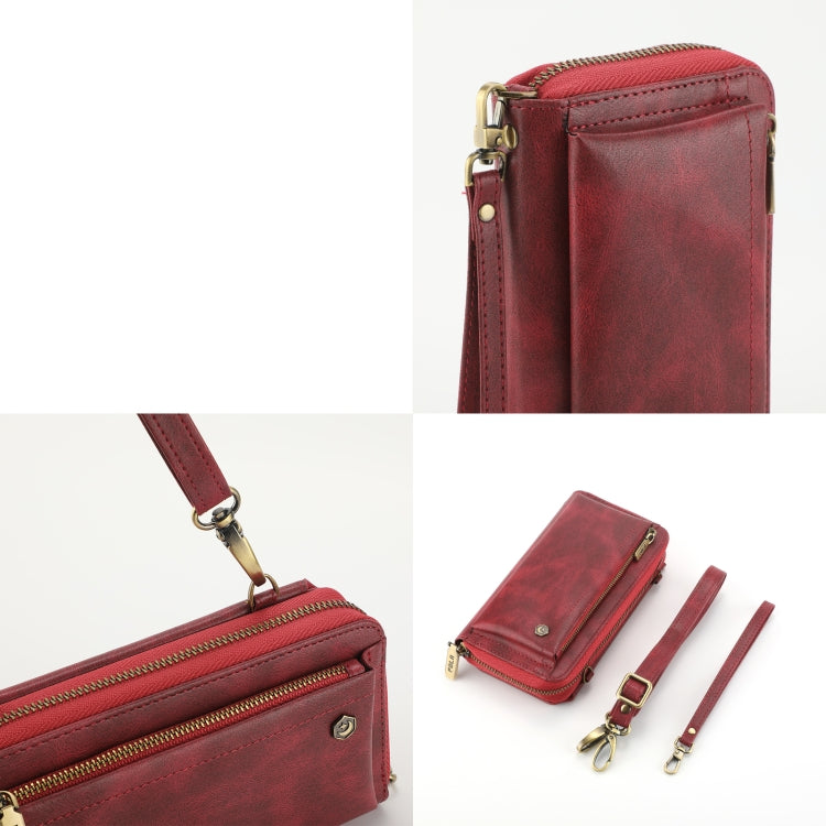 For Samsung Galaxy S24+ 5G Crossbody Multi-functional Zipper Wallet Leather Phone Case(Red) - Galaxy S24+ 5G Cases by PMC Jewellery | Online Shopping South Africa | PMC Jewellery | Buy Now Pay Later Mobicred