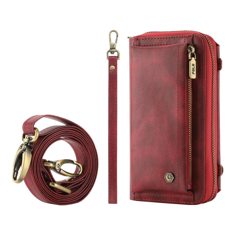 For Samsung Galaxy S24+ 5G Crossbody Multi-functional Zipper Wallet Leather Phone Case(Red) - Galaxy S24+ 5G Cases by PMC Jewellery | Online Shopping South Africa | PMC Jewellery | Buy Now Pay Later Mobicred